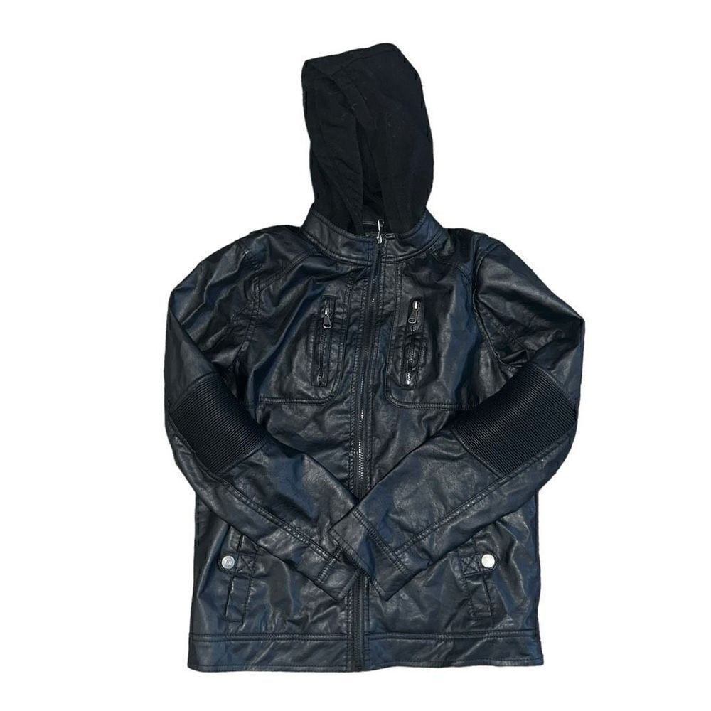 URBAN REPUBLIC Little Ribbed Elbow Faux Leather Zip Up Jacket Size XL (18/20)